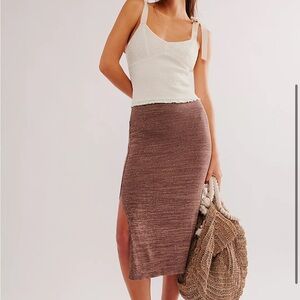 Free People Brown Midi Skirt